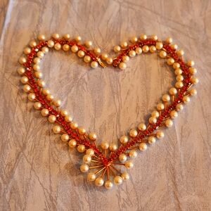 Vintage Pink Rhinestone and Faux Pearl Necklace